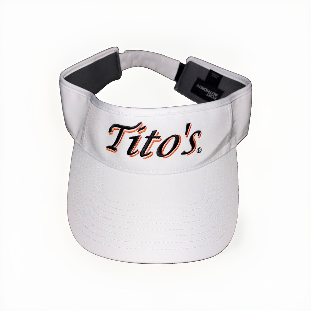 Tito's Vodka Sun Visor White Adjustable Hat Golf Tennis Beach Promo Handmade